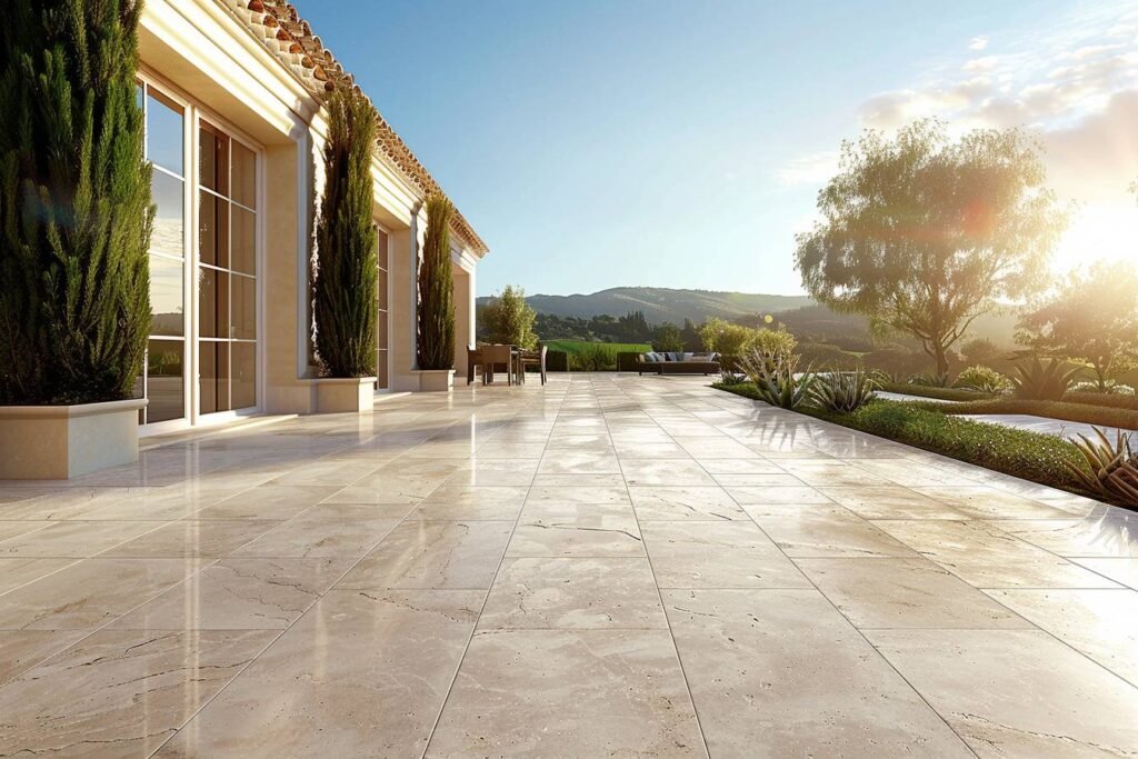 nettoyage terrasse travertin sain et toit