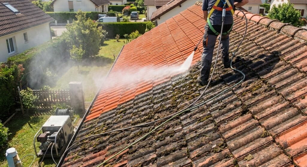 nettoyage haute pression sur toiture
