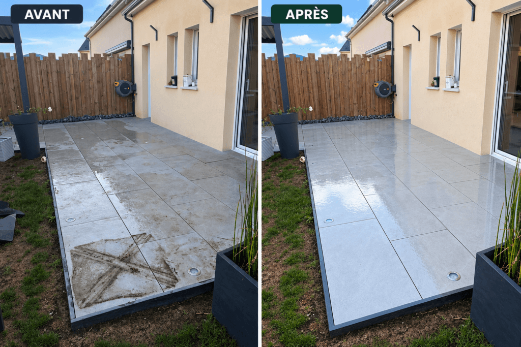 Avant-après _ nettoyage d’une terrasse