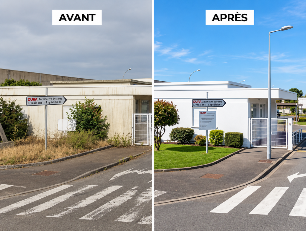 Avant-après _ rénovation d’une entrée industrielle
