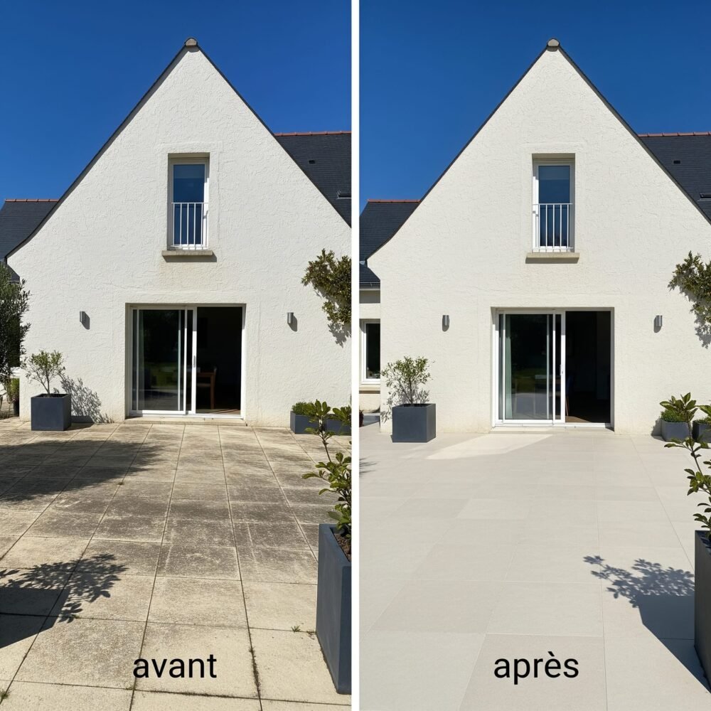 nettoyage d'une terras de maison